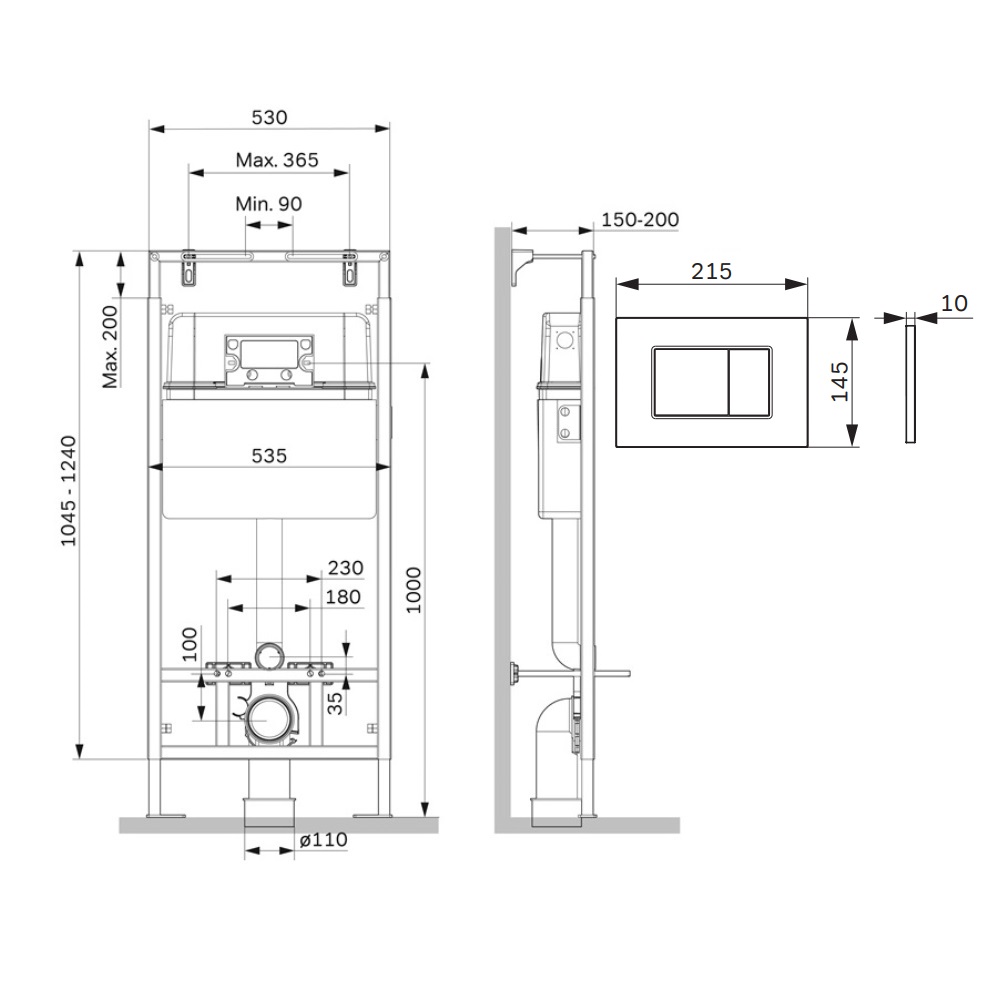 изображение Инсталляция для подвесного унитаза AM.PM MasterFit I012710.0238 с кнопкой ProC S черный матовый от Магия Воды