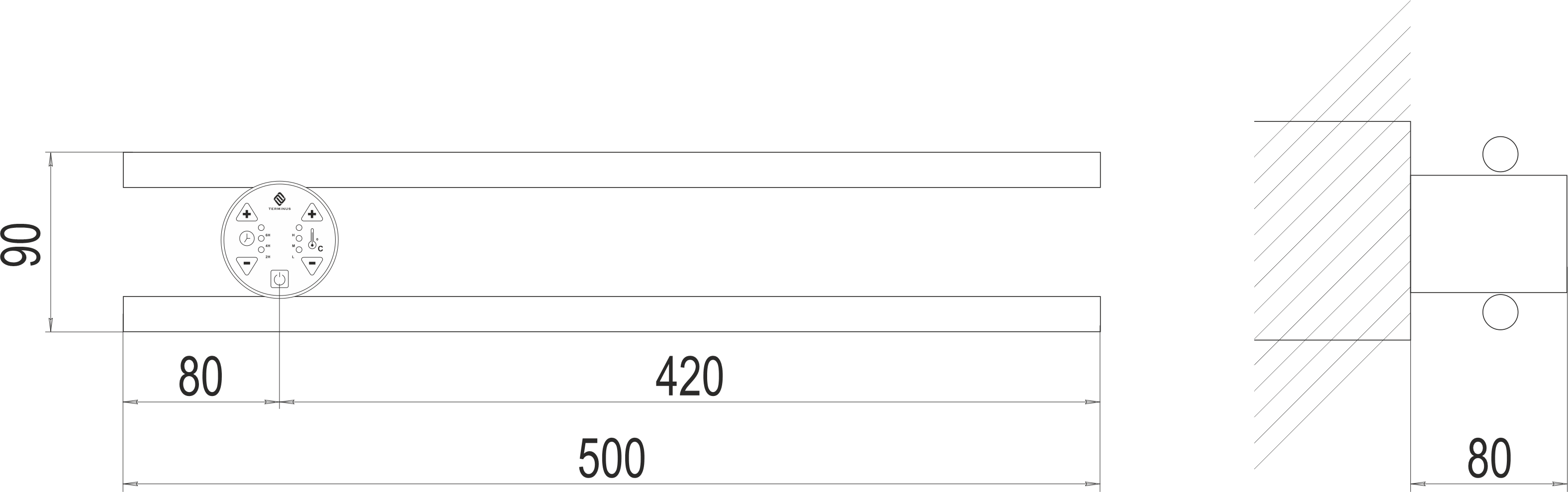 изображение Полотенцесушитель электрический Terminus Полка Электро П2 КРУГ 4670078537737 500х90 от Магия Воды