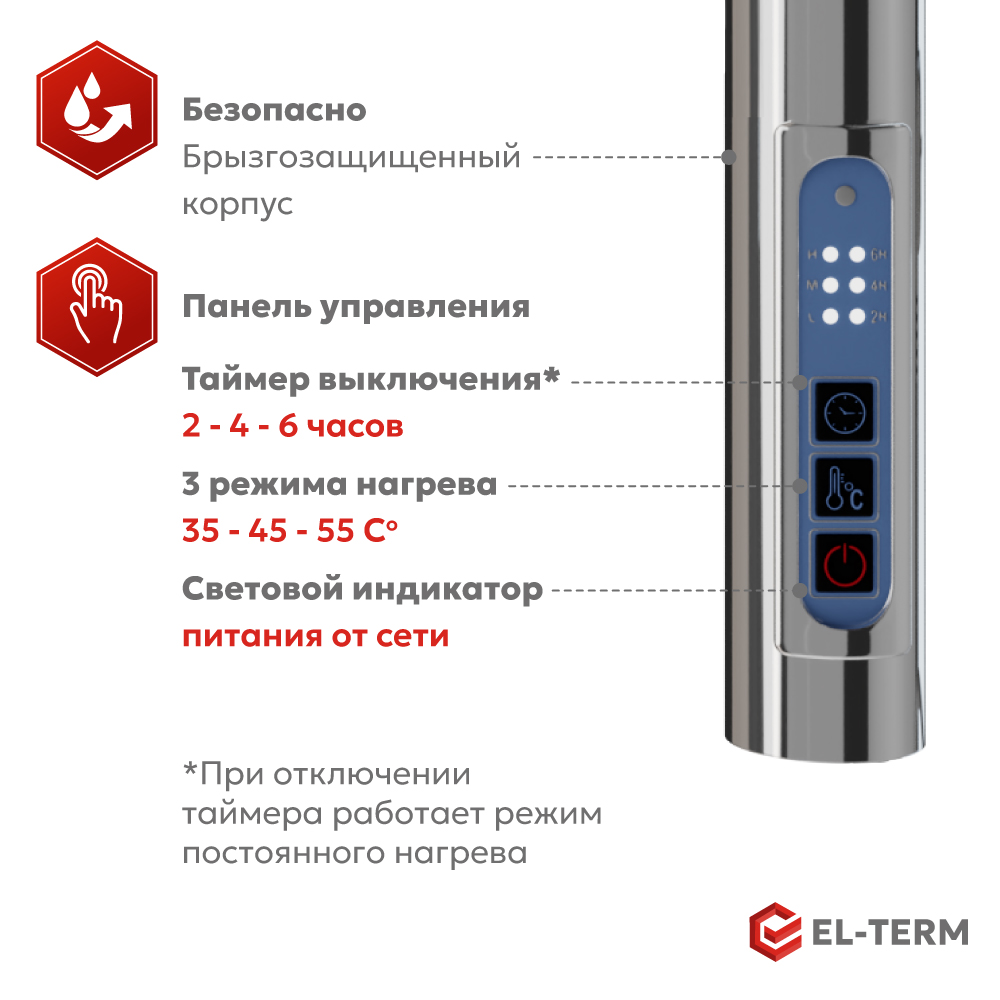 изображение Полотенцесушитель электрический EL-TERM Лион П7 4670078555557 500х900 белый от Магия Воды