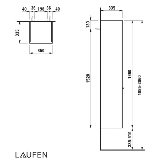 изображение Пенал подвесной Laufen Palace 165x35 (петли справа) 4.0202.2.075.475.1 от Магия Воды