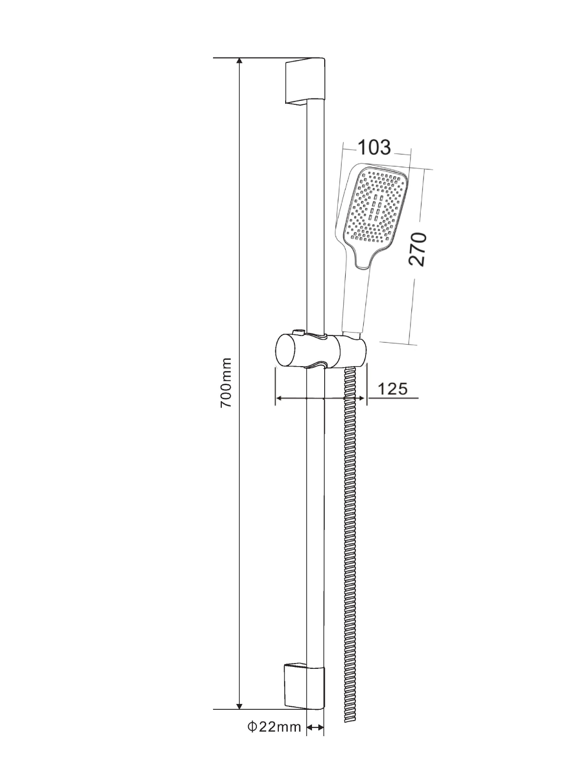 изображение Душевой гарнитур Orange OS142cr штанга 700 мм лейка 1 режим шланг 15 м хром от Магия Воды