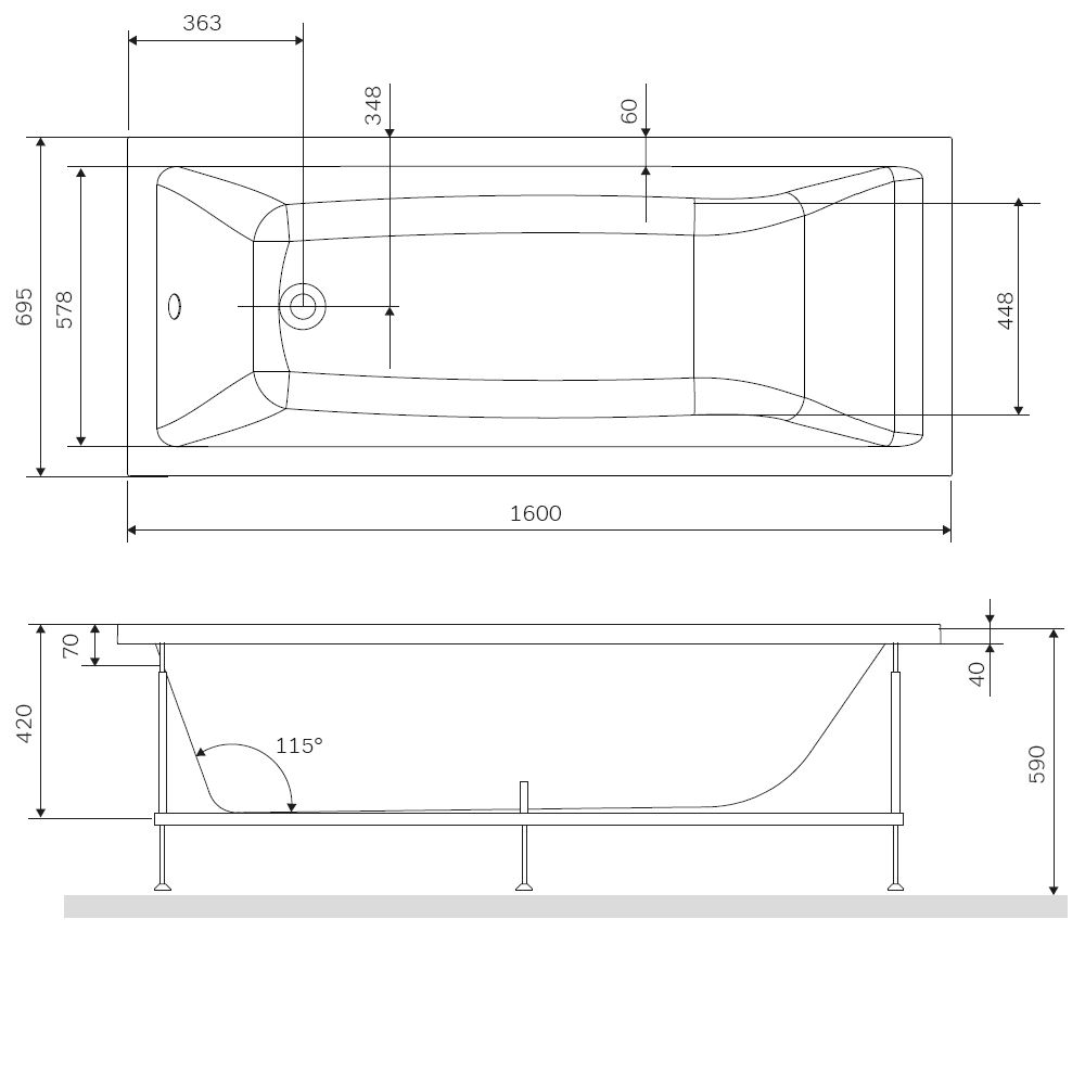 изображение Каркас для ванны AM.PM Gem W93A-160-070W-R 160х70 от Магия Воды