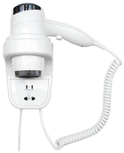 изображение Фен NOFER 02012.W HOTELline настенный белый с розеткой 1800-2200 W от Магия Воды