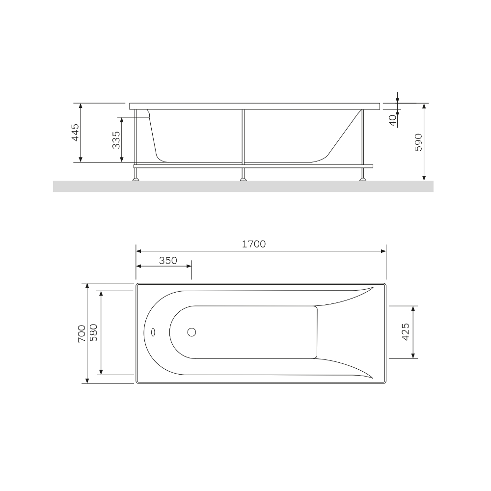 изображение Ванна акриловая AM.PM Spirit W72A-170-070W-A2 170x70 от Магия Воды