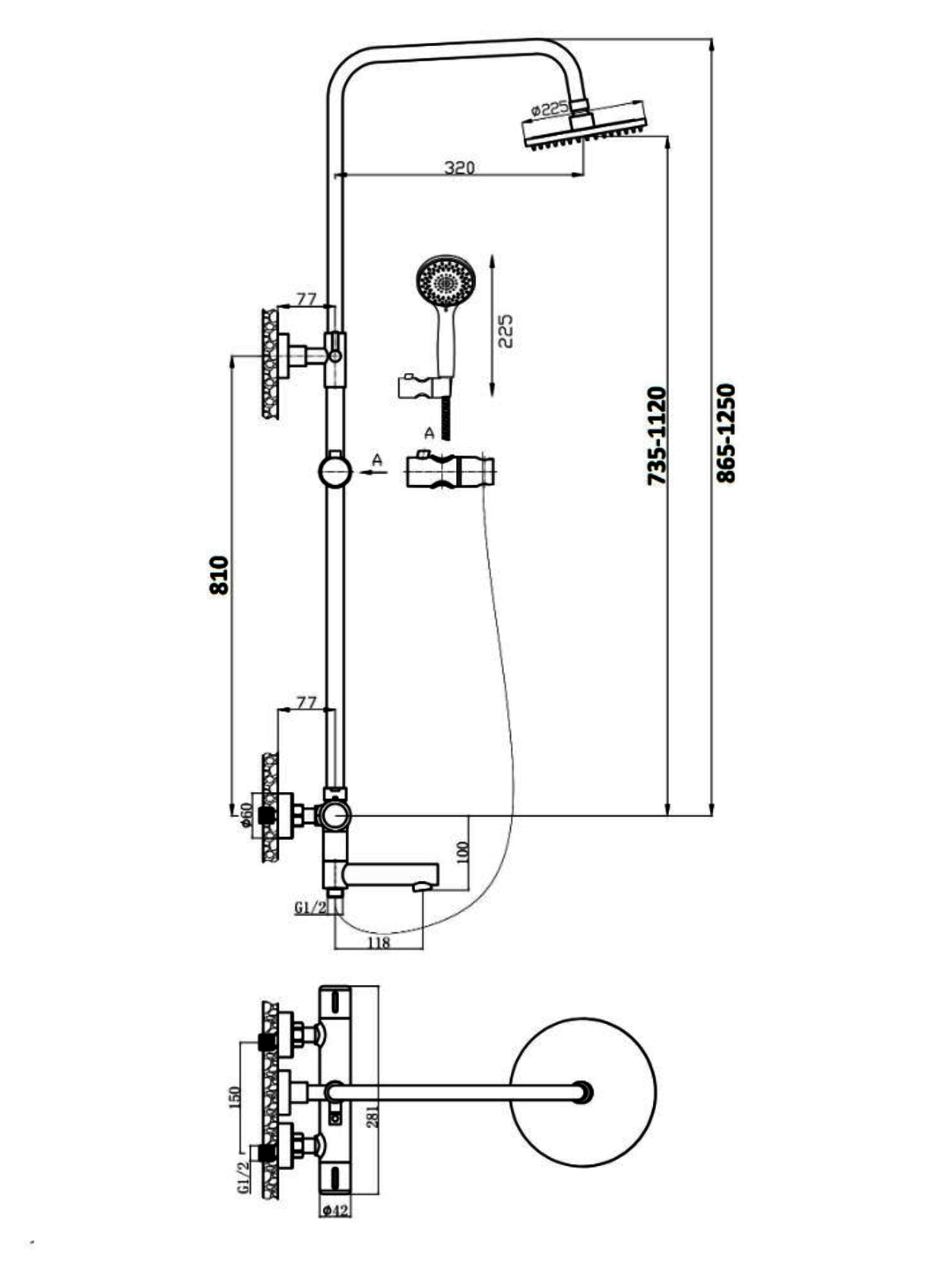 изображение Душевая система Agger Thermo A2461100 термостат с изливом хром от Магия Воды