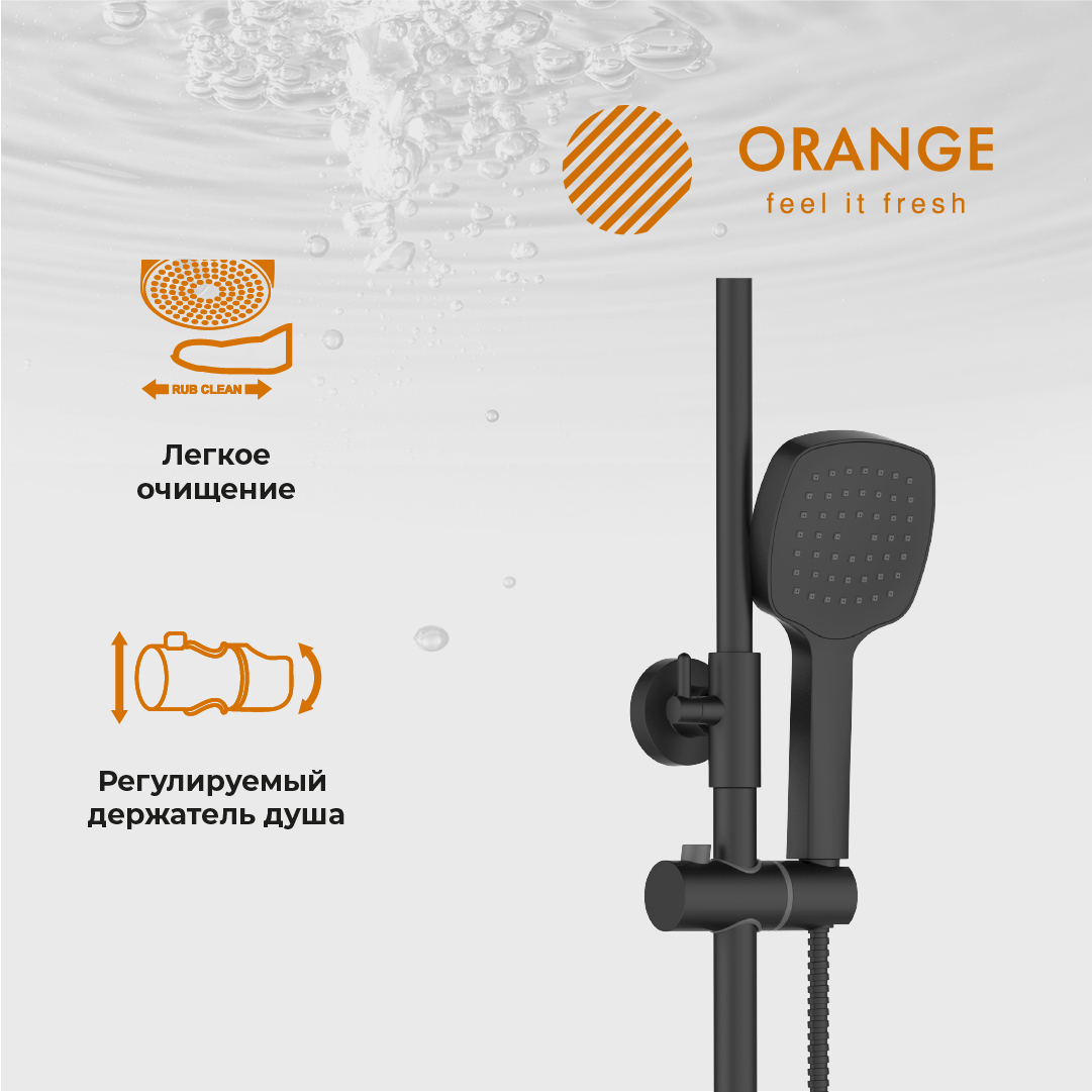 изображение Душевая система Orange Thermo T02S4-912b c термостатом черный матовый от Магия Воды