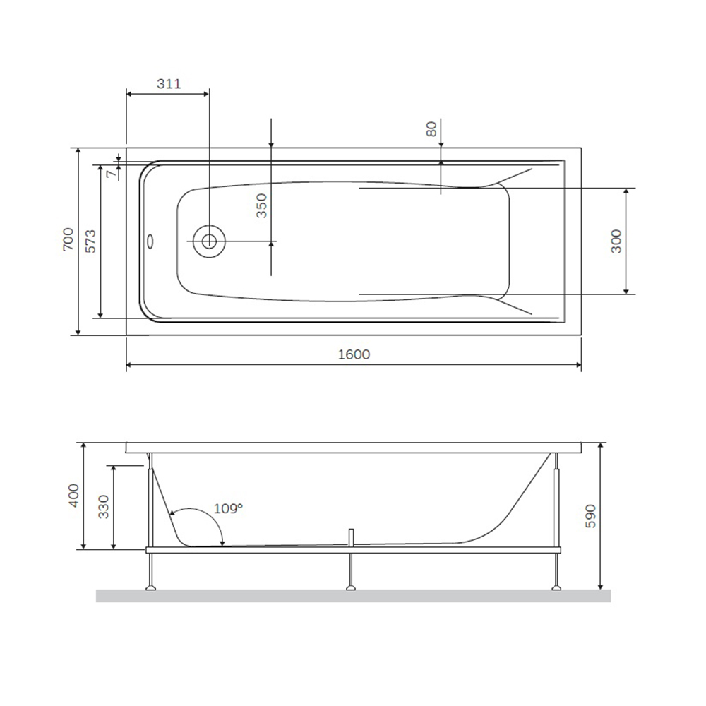 изображение Ванна акриловая AM.PM Gem W90A-160-070W-A 160x70 от Магия Воды