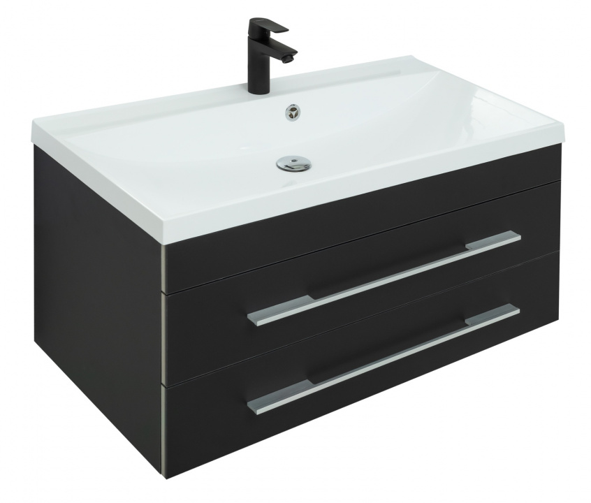 изображение Тумба с раковиной Aquanet Верона 00281099 черная 90,2 см от Магия Воды