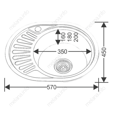 изображение Кухонная мойка из стали Melana 5745 U 125 ta (*12) овальная 57 см от Магия Воды