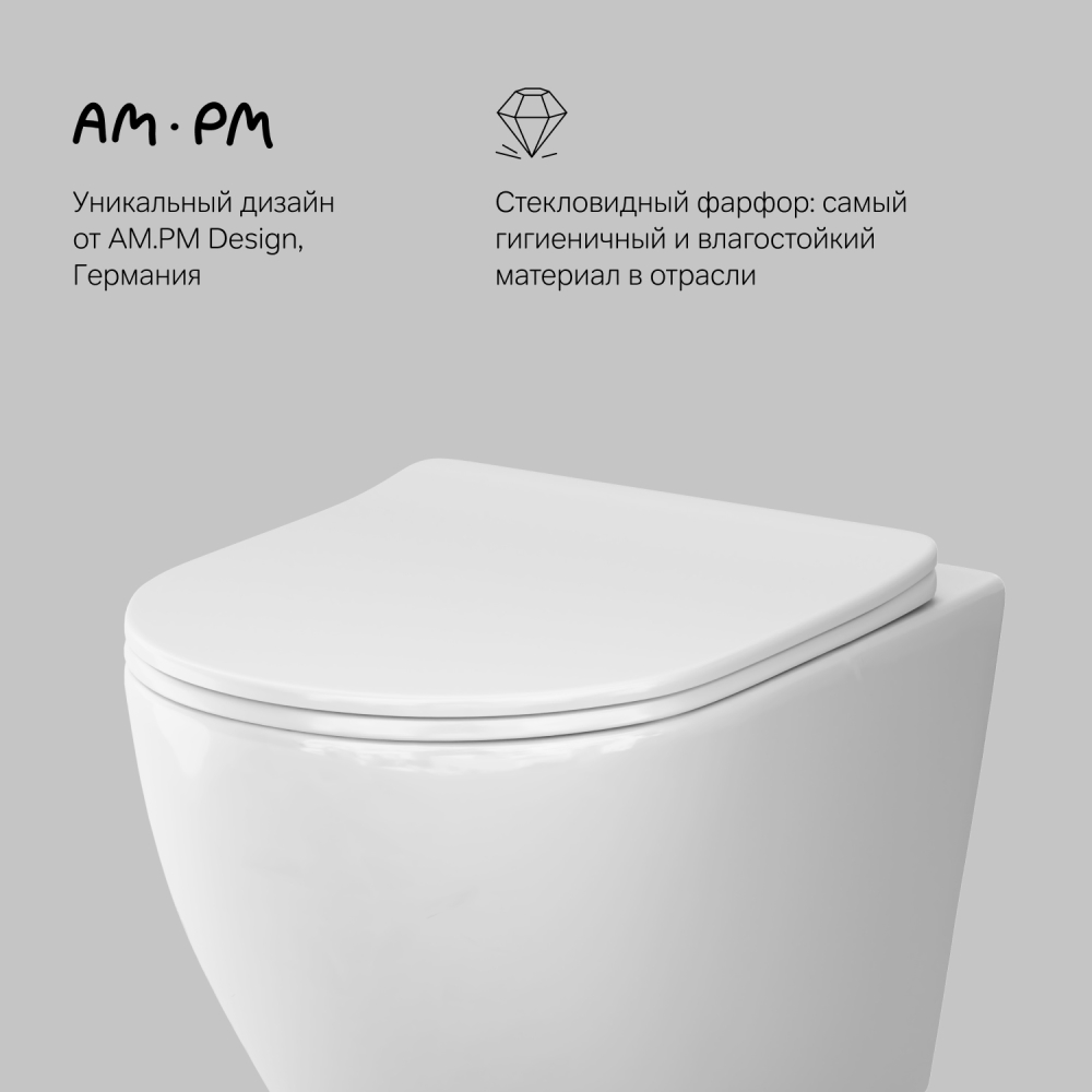 изображение Унитаз подвесной AM.PM C801900SC AquaSpin с сиденьем микролифт от Магия Воды