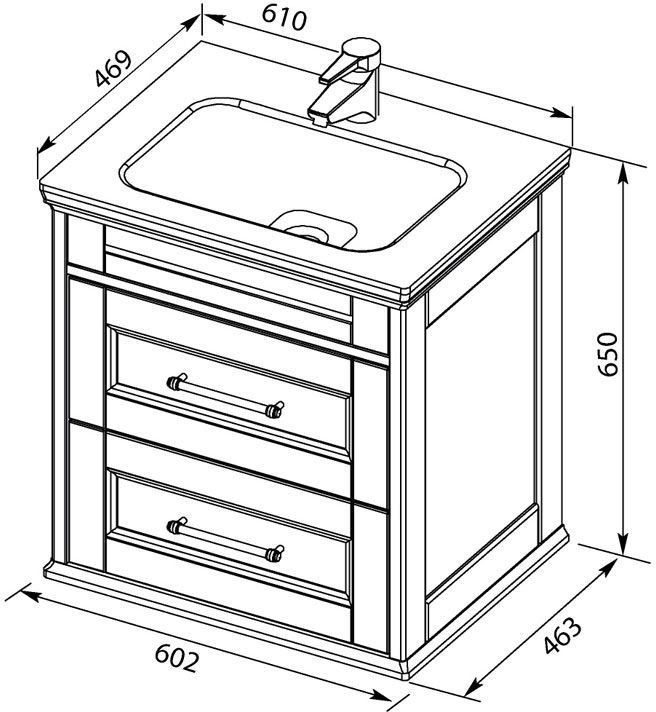 изображение Тумба с раковиной Aquanet Бостон M 00212667 61 см от Магия Воды