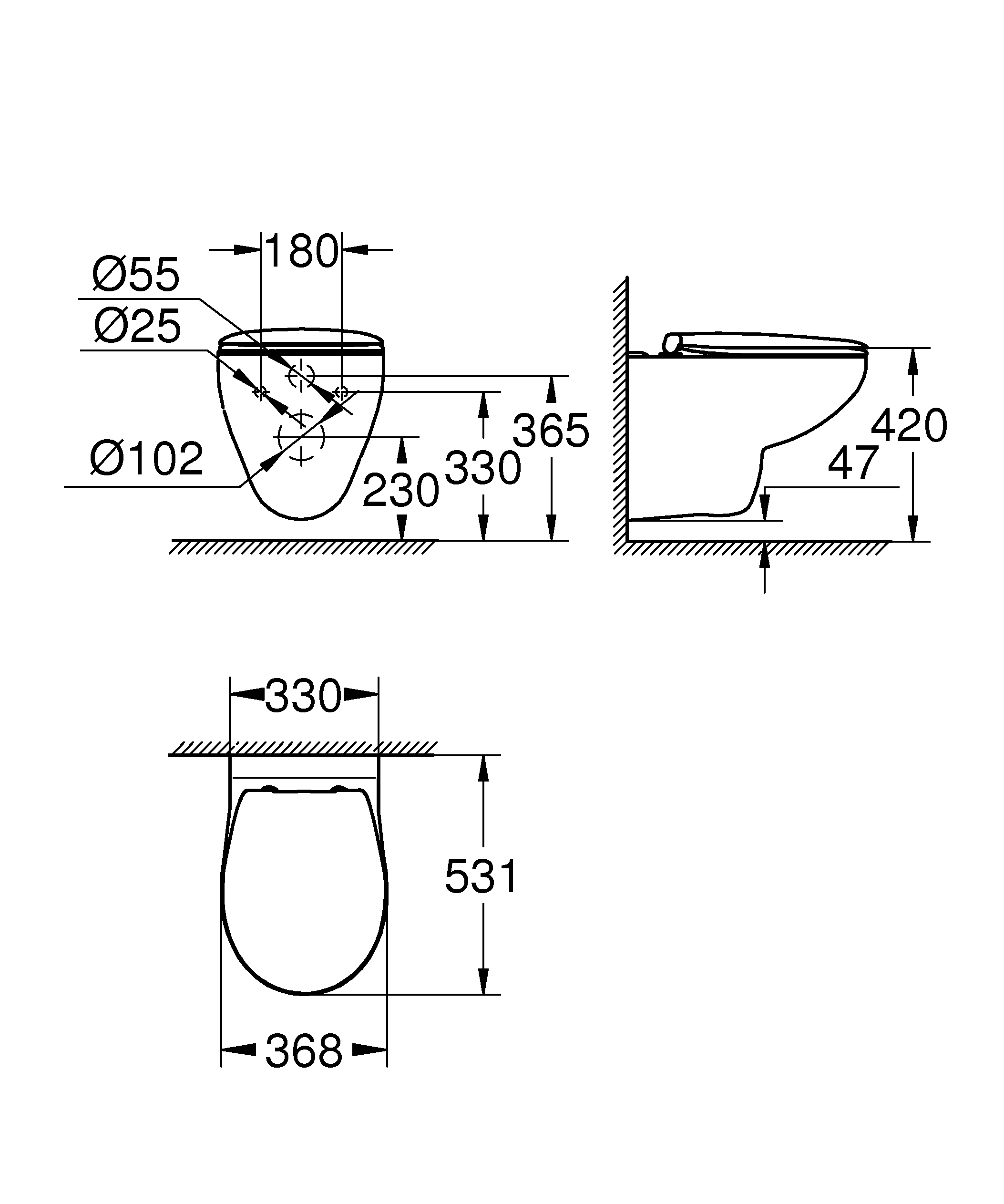 изображение Унитаз GROHE Bau Ceramic 39497000 подвесной с сиденьем без микролифта альпин-белый от Магия Воды