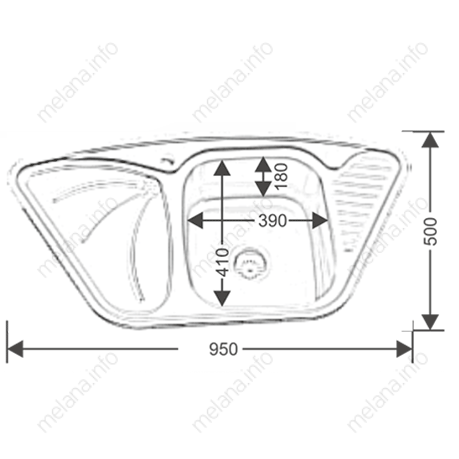 изображение Кухонная мойка из стали Melana 9550А 222 A t (*7) прямоугольная 95 см от Магия Воды