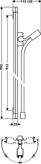 изображение Душевая штанга Hansgrohe PuraVida Unica 27844000 0,9 м от Магия Воды