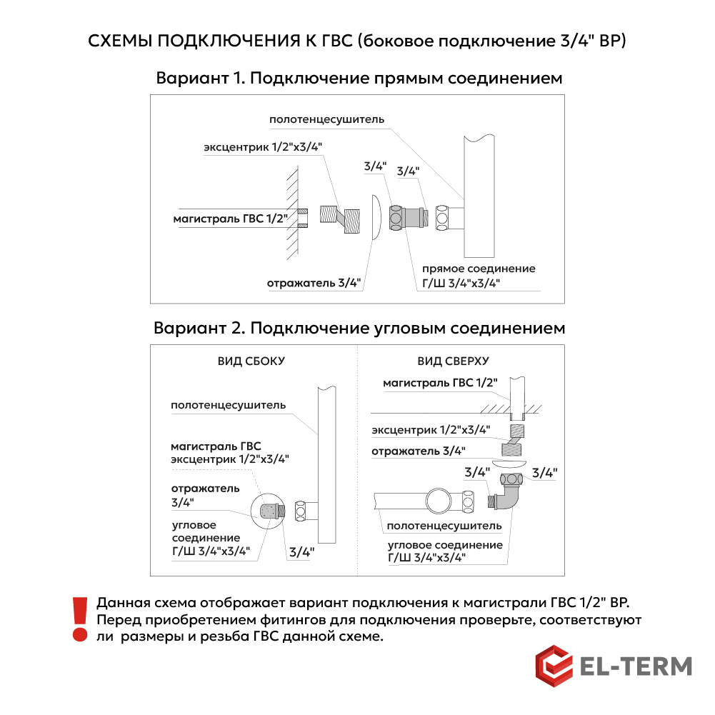 изображение Полотенцесушитель водяной EL-TERM Рейн П5 4670078555199 500х700 от Магия Воды