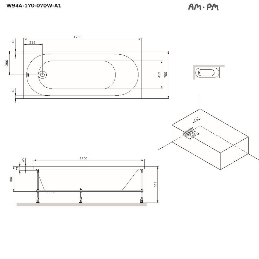 изображение Ванна акриловая AM.PM X-Joy W94A-170-070W-A1 170х70 от Магия Воды