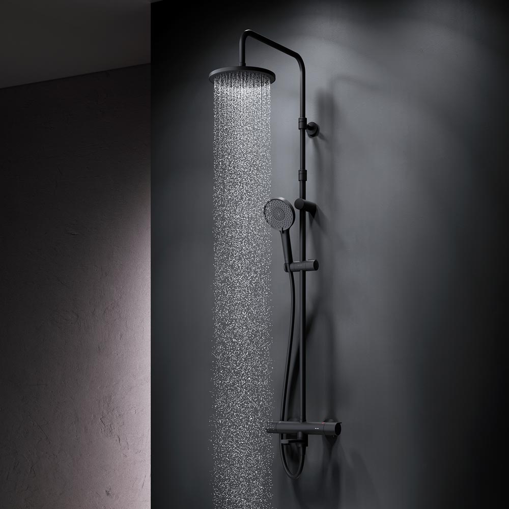 изображение Душевая система с ванно-душевым термостатическим смесителем AM.PM X-Joy F0785A522 черный от Магия Воды