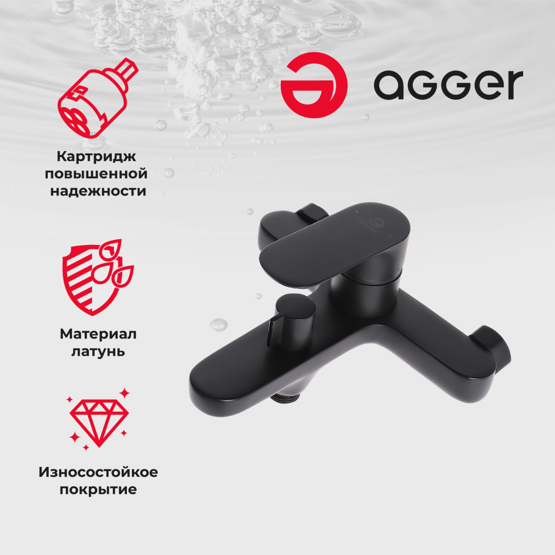 изображение Душевая система Agger Gorgeous A0293544 смеситель с изливом черный от Магия Воды