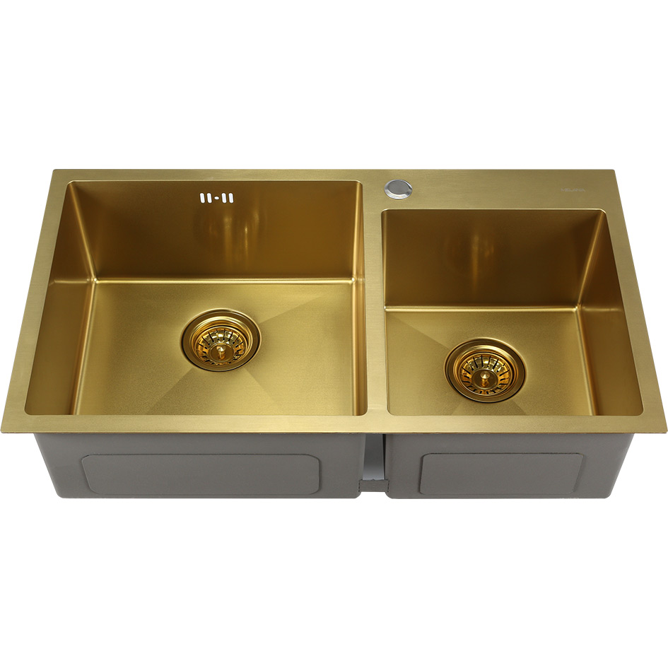 изображение Кухонная мойка из стали Melana ProfLine 8045 S8045HG золото двойная 80 см от Магия Воды