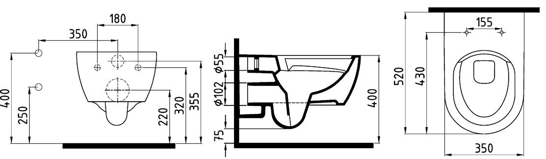 изображение Унитаз подвесной безободковый beWash Melville HRKA052N3VP0W5SZ0 с тонким сиденьем микролифт от Магия Воды