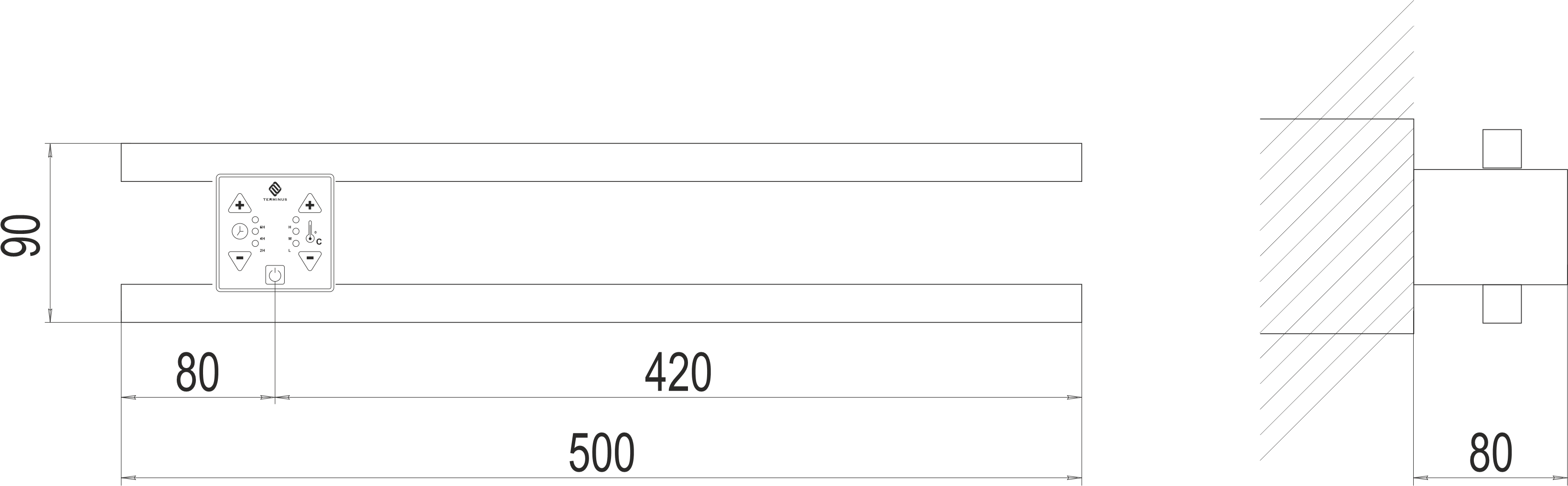 изображение Полотенцесушитель электрический Terminus Полка Электро П2 ПРОФ 4670078538758 500х90 от Магия Воды