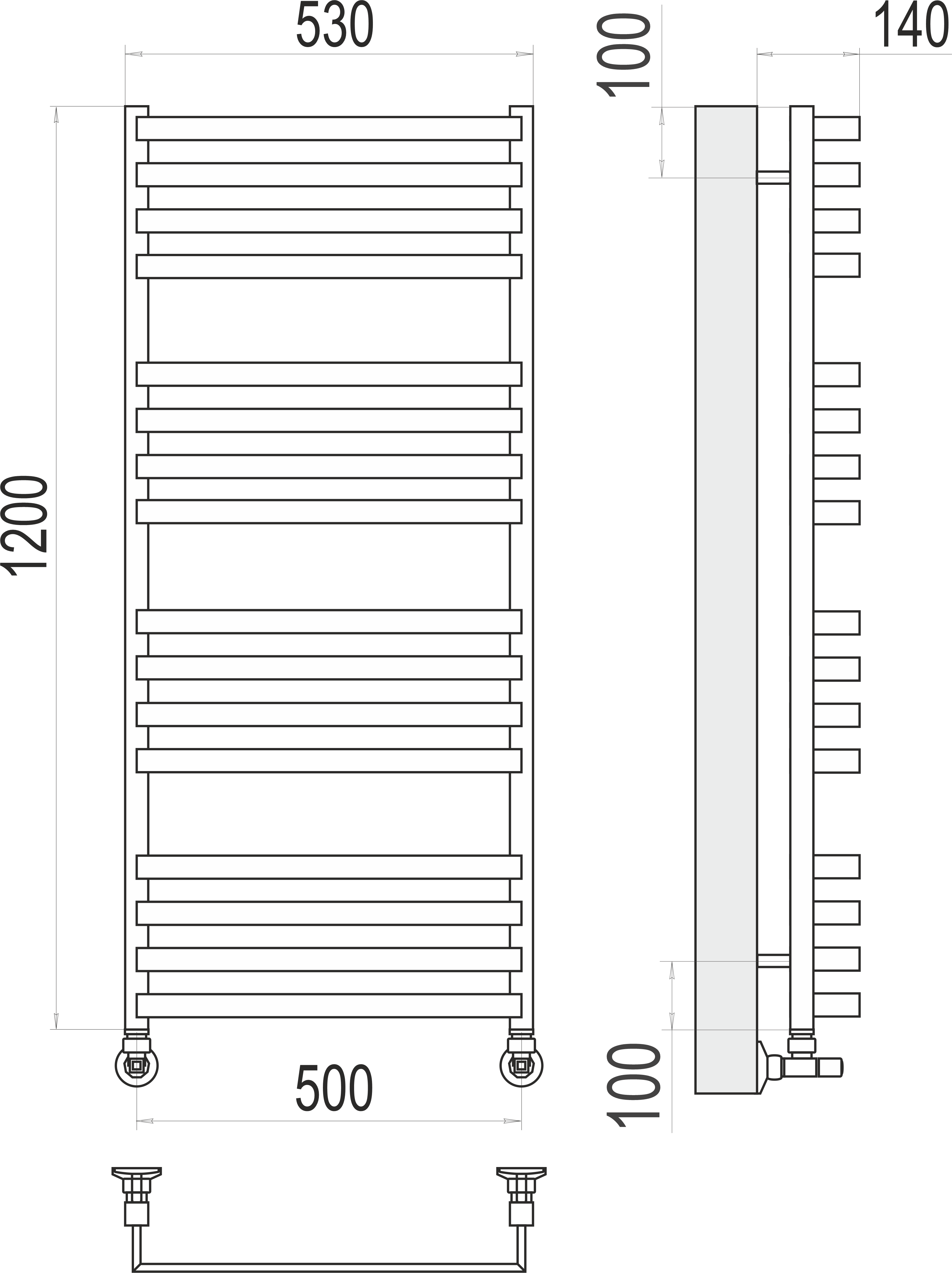 изображение Полотенцесушитель водяной Terminus Рид П16 4670078513458 500х1200 от Магия Воды