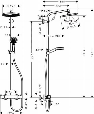 изображение Душевая система Hansgrohe Crometta S 240 1jet Showerpipe 27267000 от Магия Воды