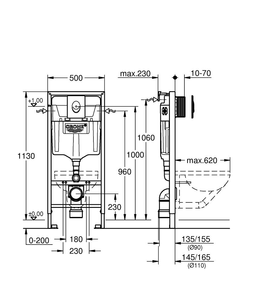 изображение Инсталляция Grohe Rapid SL 38722001 комплект 3 в 1 с белой кнопкой смыва от Магия Воды