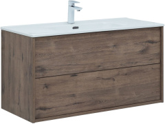 изображение Тумба с раковиной Aquanet Lino 00298567 темное дерево 101 см от Магия Воды