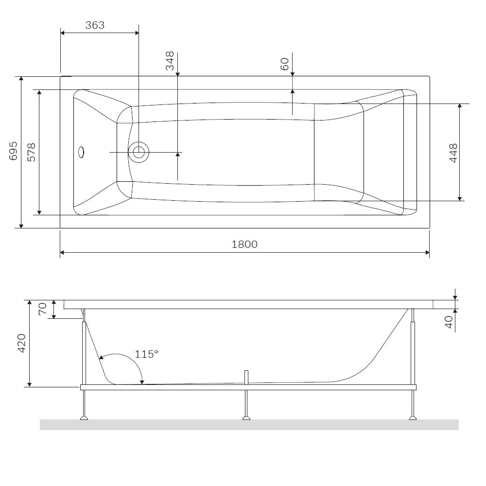 изображение Каркас для ванны AM.PM Gem W93A-180-070W-R 180х70 от Магия Воды