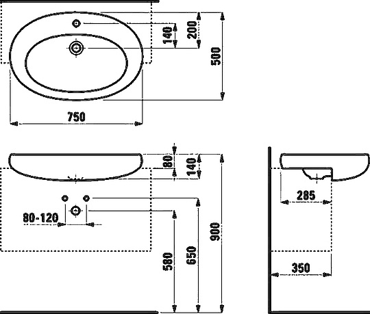 изображение Раковина полувстраиваемая Laufen IL Bagno Alessi 75x50 8.1397.2.400.104.1 от Магия Воды