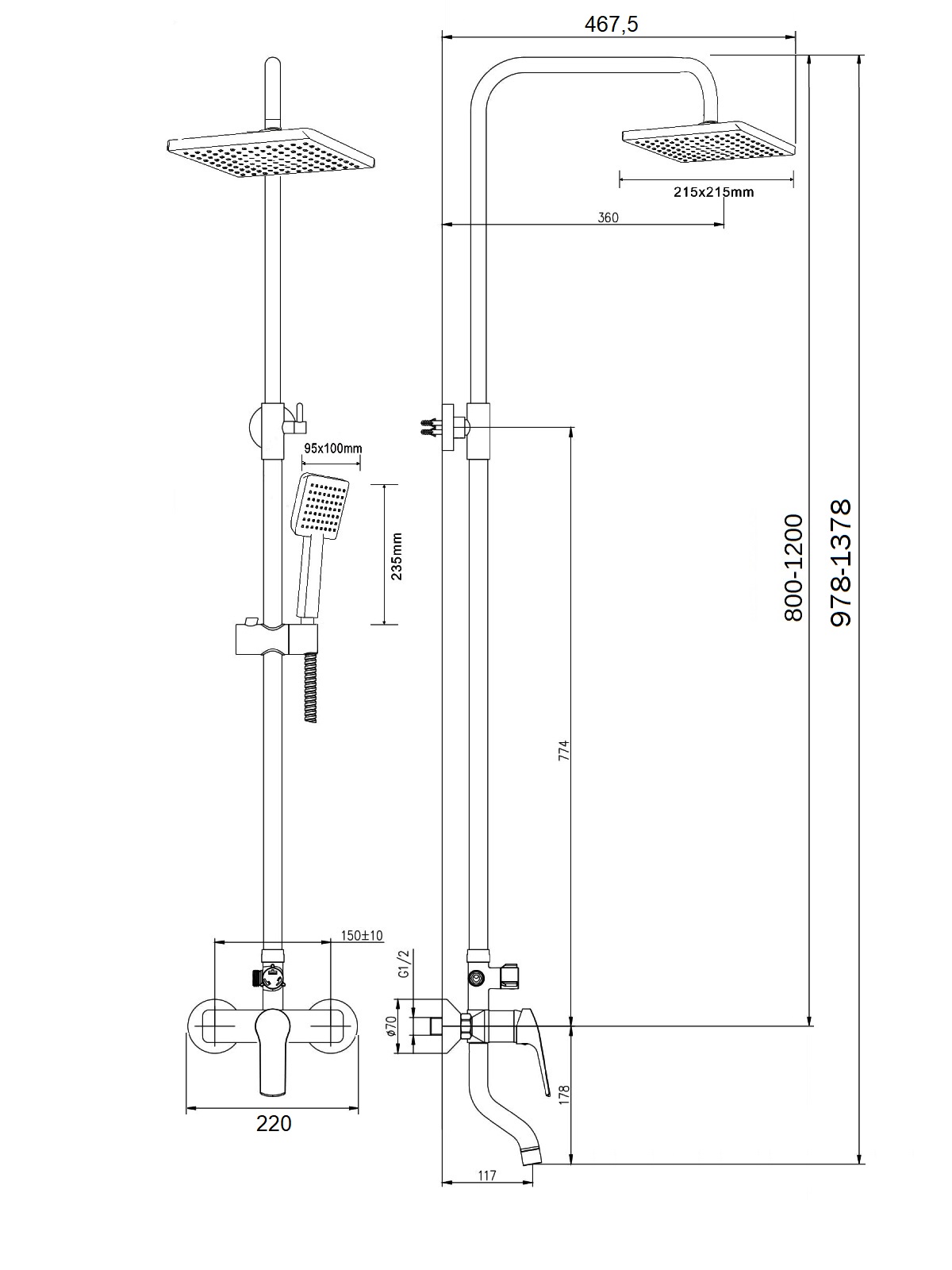 изображение Душевая система Agger Merry A1394400 смеситель с изливом хром от Магия Воды