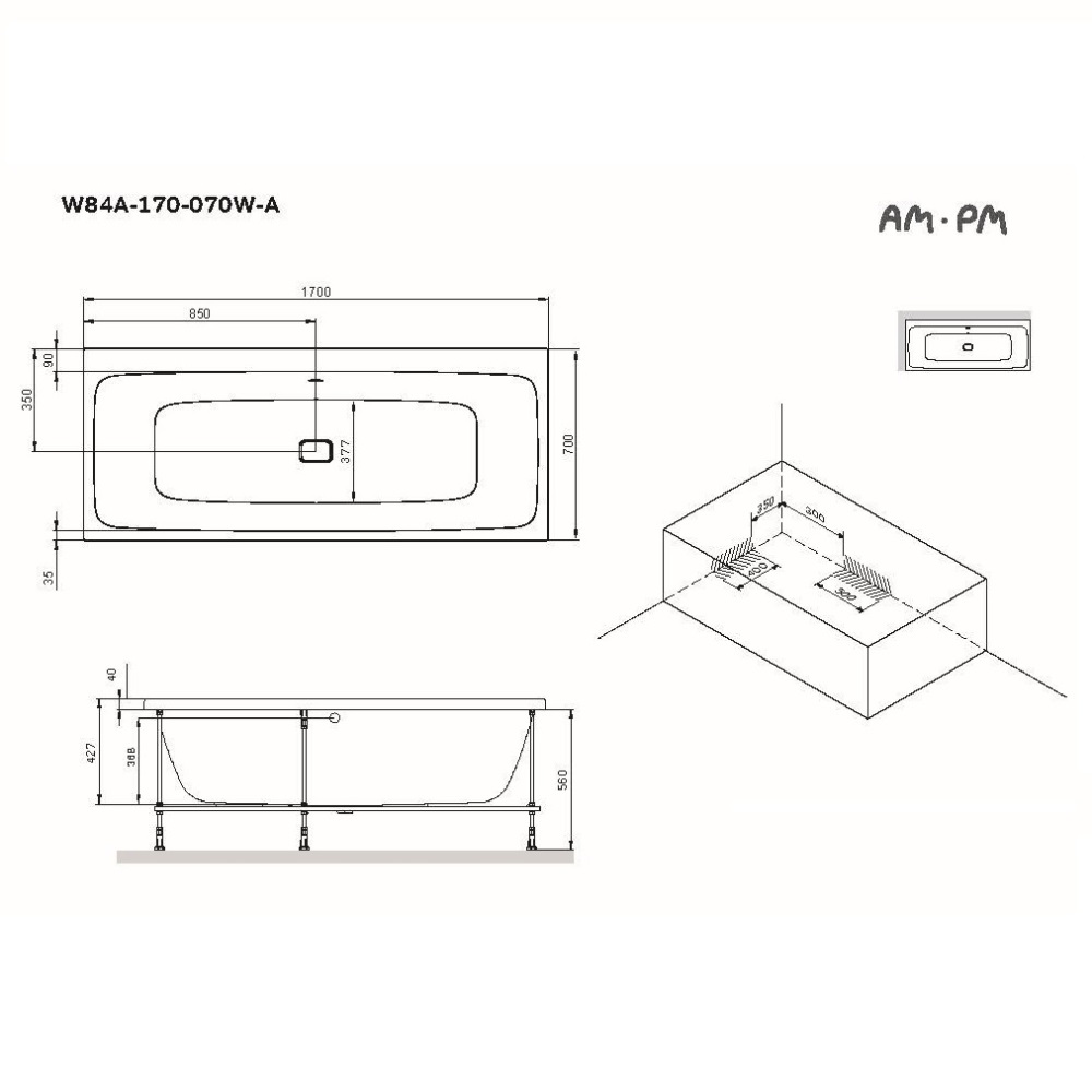 изображение Ванна акриловая AM.PM Func W84A-170-070W-A 170х70 от Магия Воды