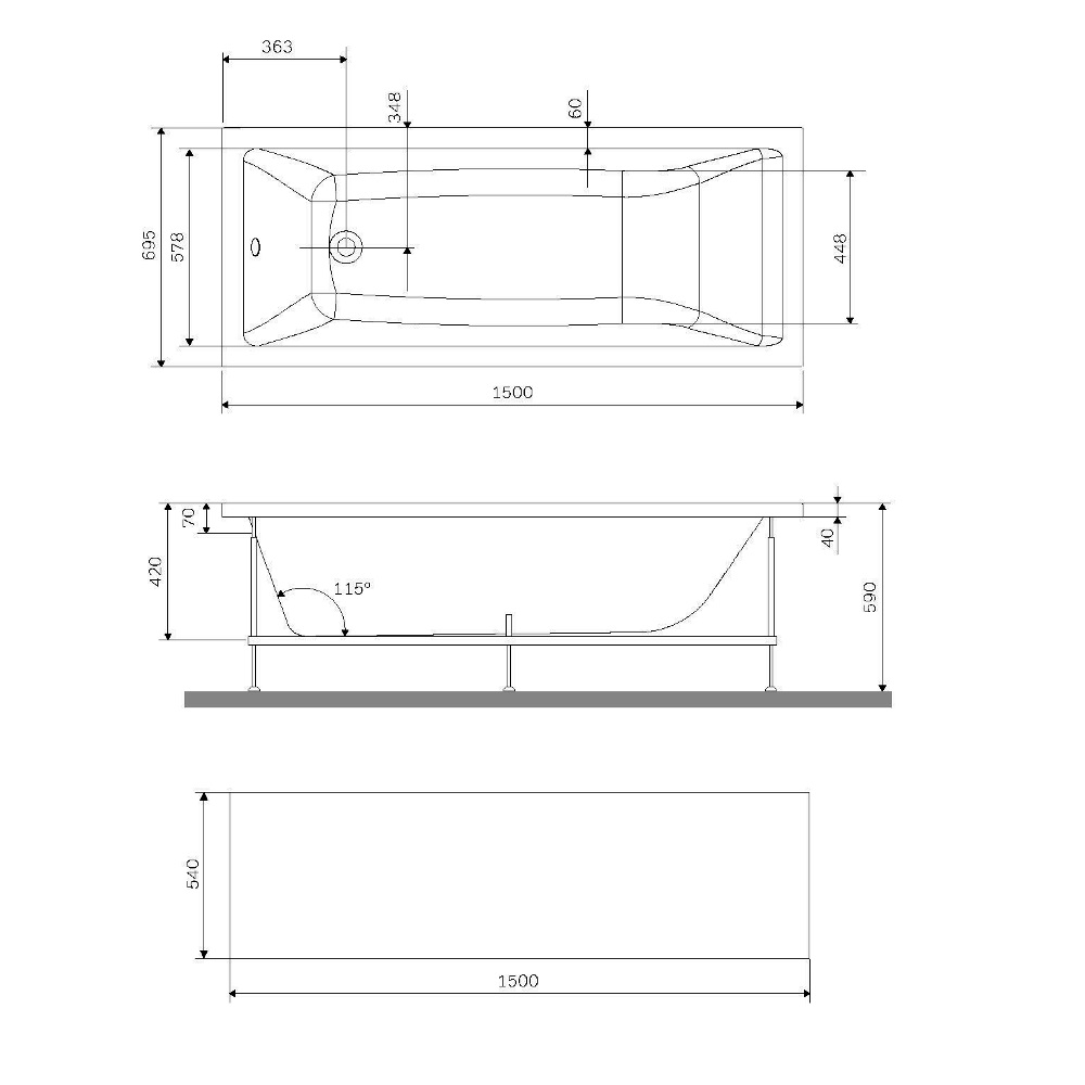 изображение Панель фронтальная для ванны AM.PM Gem W93A-150-070W-P 150х70 от Магия Воды