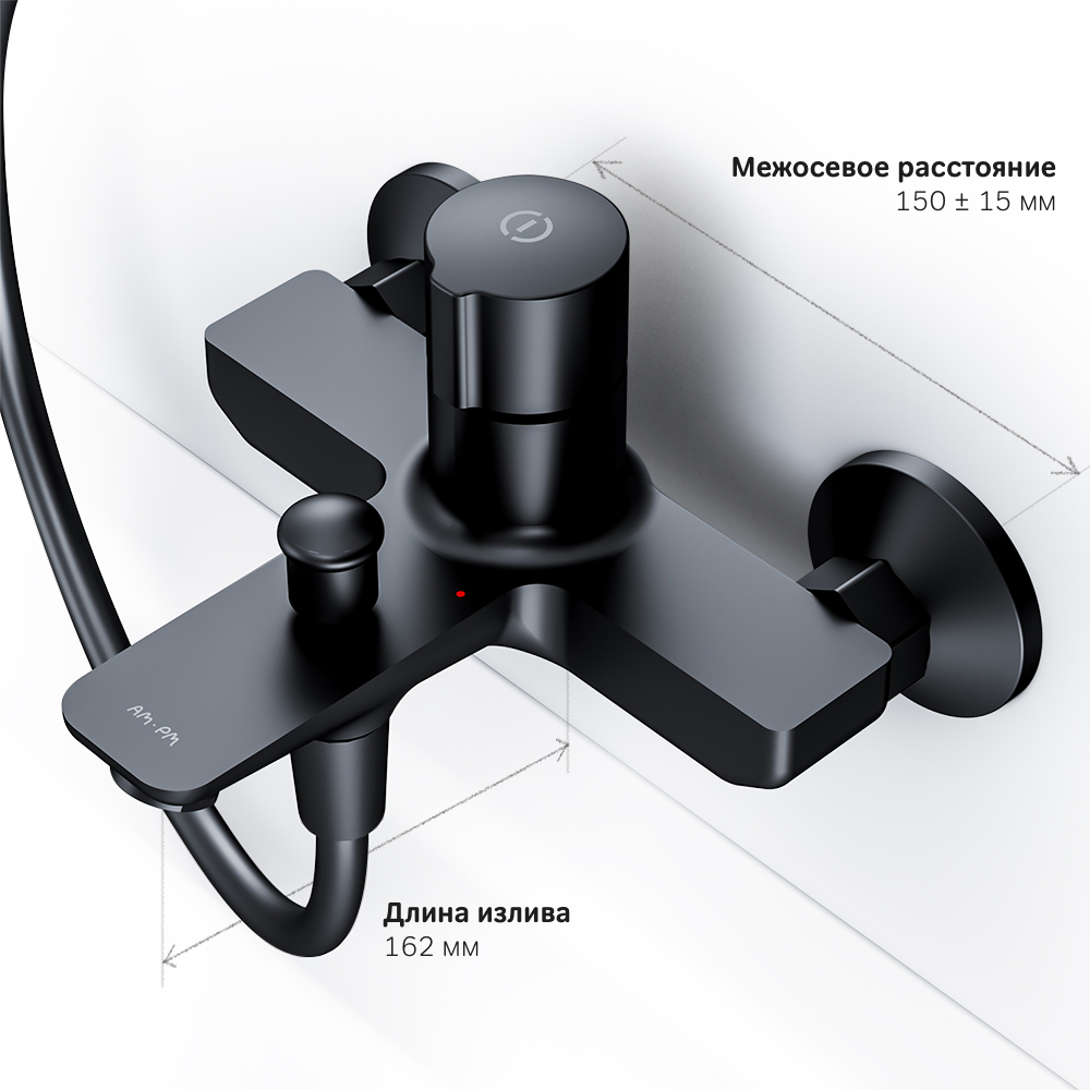 изображение Смеситель для ванны и душа AM.PM X-Joy F85A10522 нажимной TouchReel черный от Магия Воды