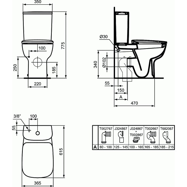 изображение Унитаз напольный пристенный унитаз для монтажа с бачком Ideal Standard Esedra T282001 от Магия Воды